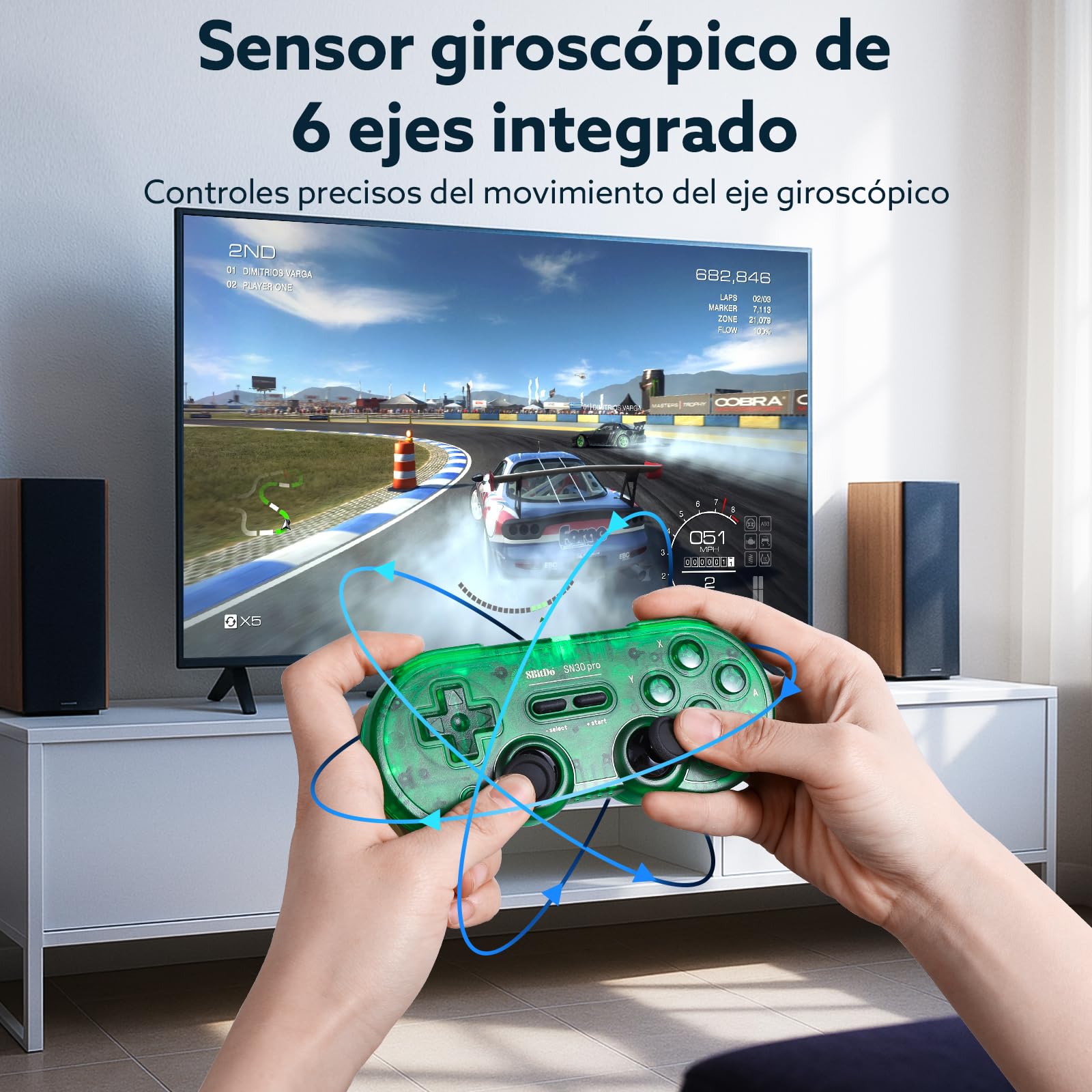 LONGYI 8BitDo SN30 Pro Mando inalámbrico Bluetooth con joysticks de efecto Hall, vibración Rumble y cable USB-C, Gamepad retro para Switch, Windows, Mac OS, Android, Steam Deck - Verde
