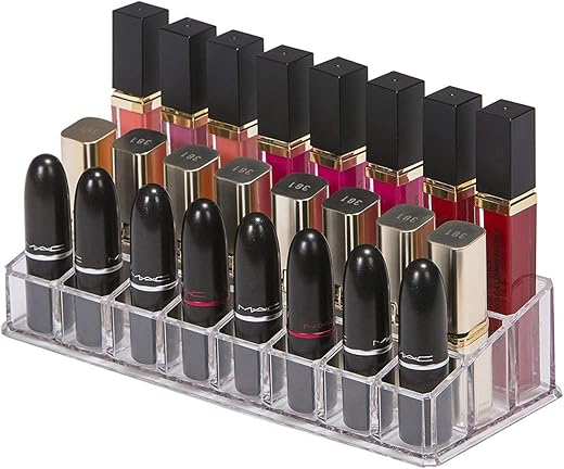 INOVERA (LABEL) 24 Compartment Makeup Lipstick Storage Holder Organizer Case, Pack of 1, Transparent