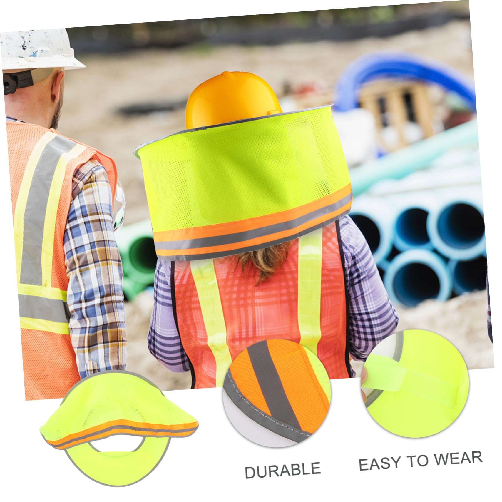 2 piezas de protección solar reflectante para casco protector de ala completa protección de cuello transpirable de alta visibilidad naranja neón para obras y actividades al aire libre