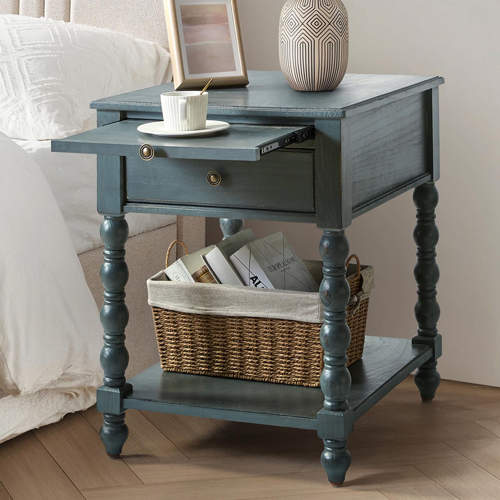 Amazon.com: HULALA HOME Spindle Nightstands with Charging Station