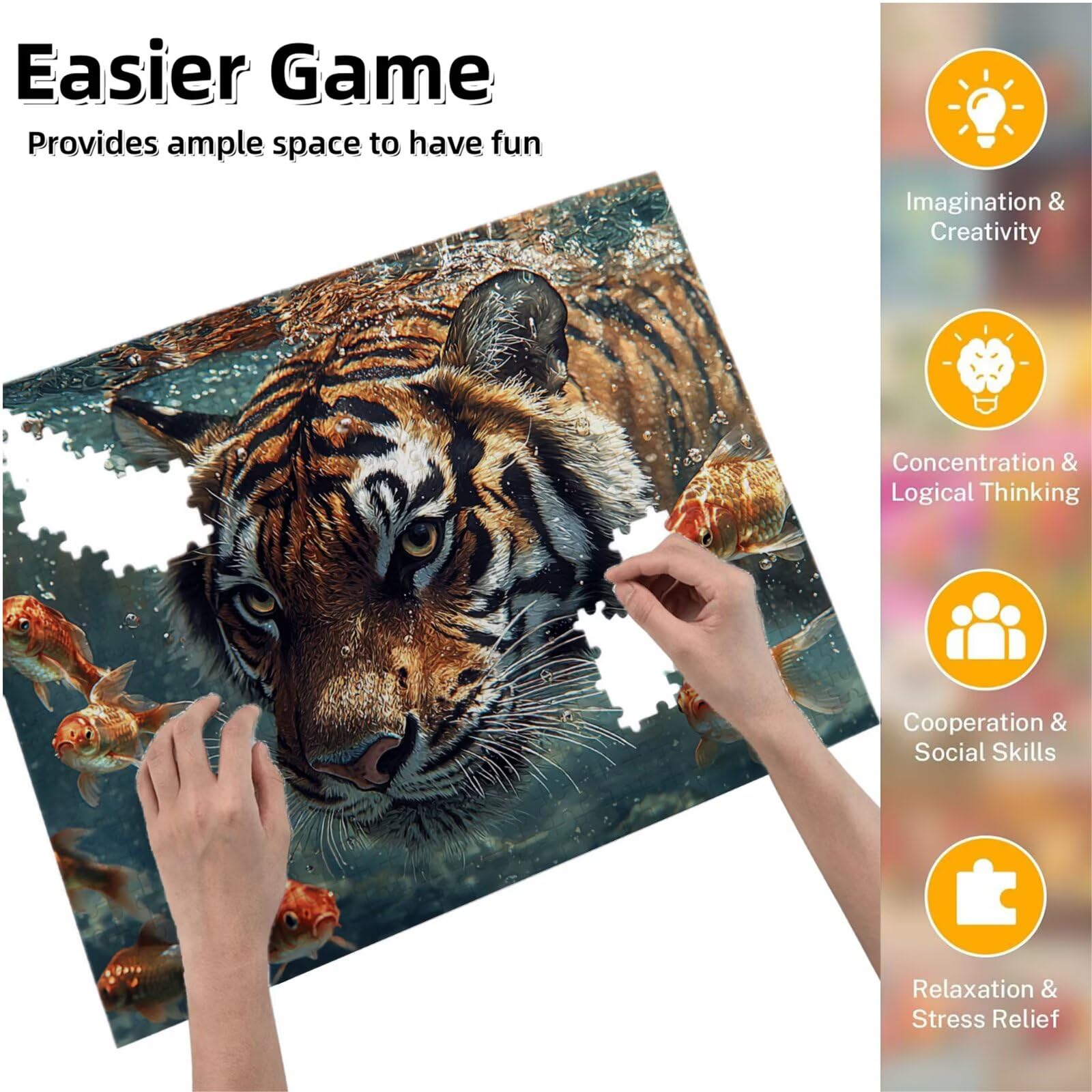 Jigsaw Puzzle, 4000 Pezzi Puzzle Classici, Tigre Puzzle Rilassamento Intelligence, Mpossibile Difficile Puzzles impegnativo per adulti Puzzles per Gioco Familiare, Regalo per Amore Amico Pesce K0F-182
