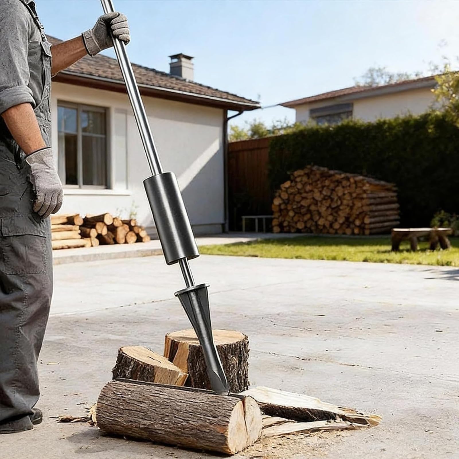 Spaccalegna manuale resistente per inerzia, portatile, per uso agricolo e domestico, strumento per spaccare la legna da ardere con asta contrappeso