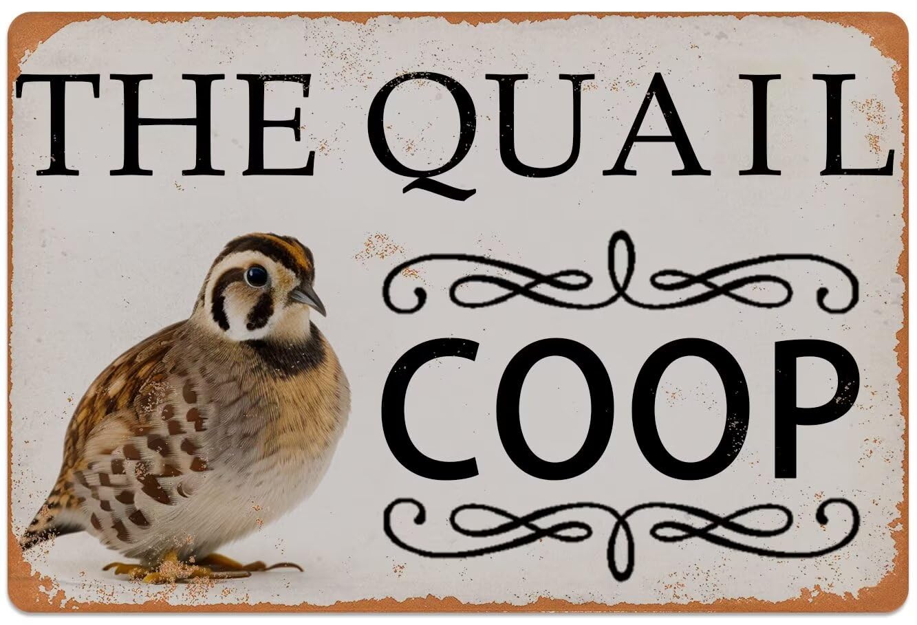 peiyeety Metal Tin Sign The Quail Coop Farmhouse Sign Decorative 8x12 Inch Vintage Retro Wall Art Plaque For Rustic Backyard Farm Chicken Coop Kitchen Wall Decor