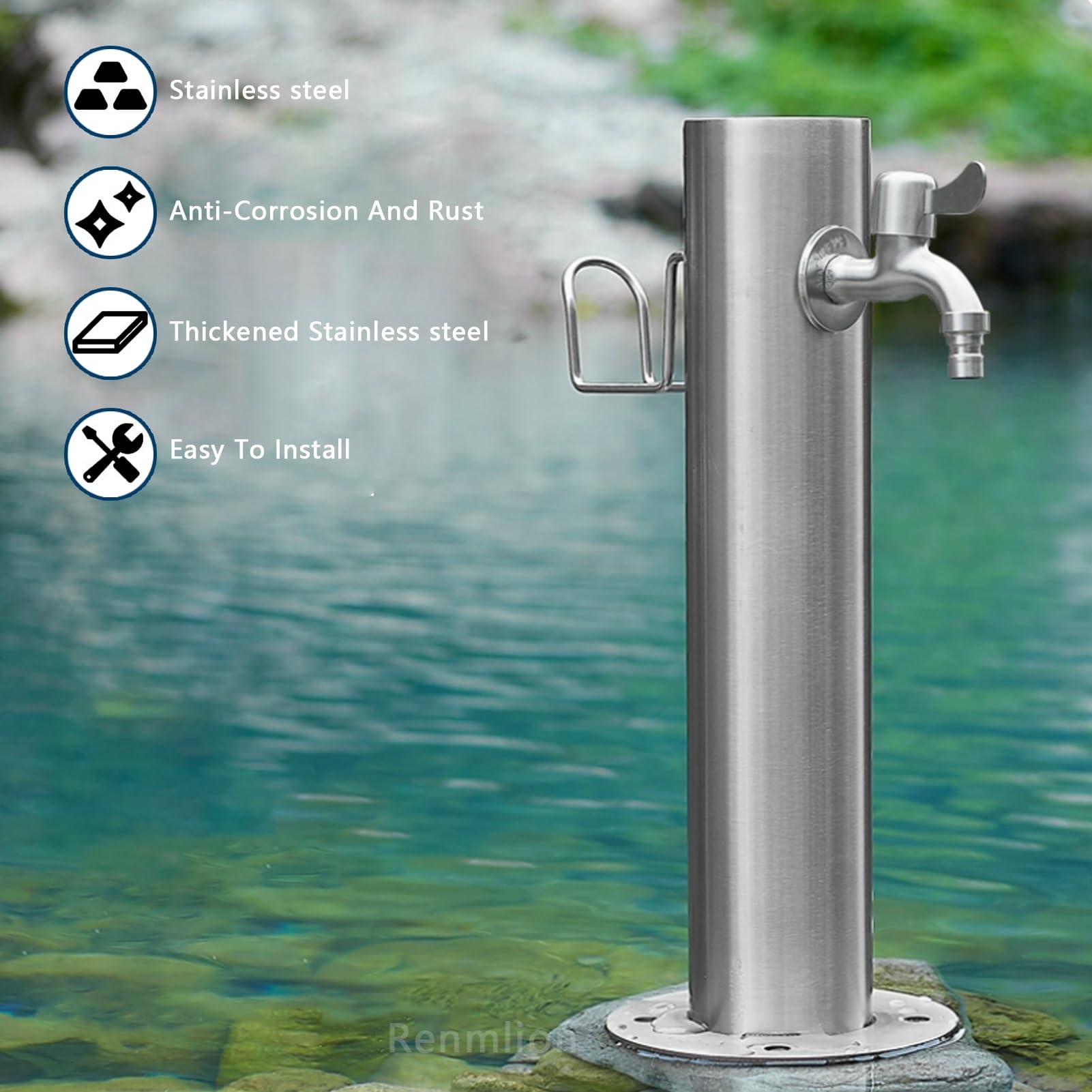 Fontana di acqua all'aperto dell'acciaio inossidabile con il rubinetto indipendente della colonna d'acqua del giardino per il lavaggio dell'automobile dell'impianto di irrigazione e la decorazione del