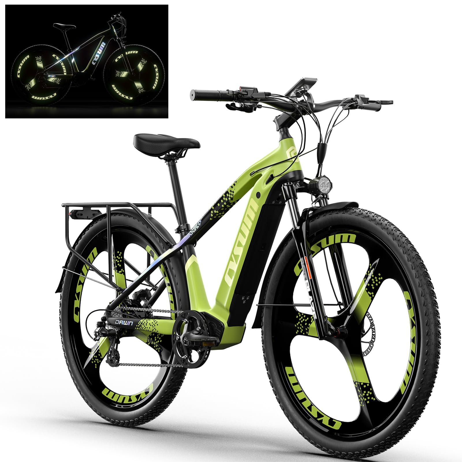 cysum Bicicletta Elettrica Montagna, Bici Elettrica Mountain, Fuoristrada Ebike Adulti, 29" Elettrica Bicicletta Uomo Donna, Li-Batteria Rimovibile 48V 15Ah Gamma 90-120km, Altezza Minima 170cm