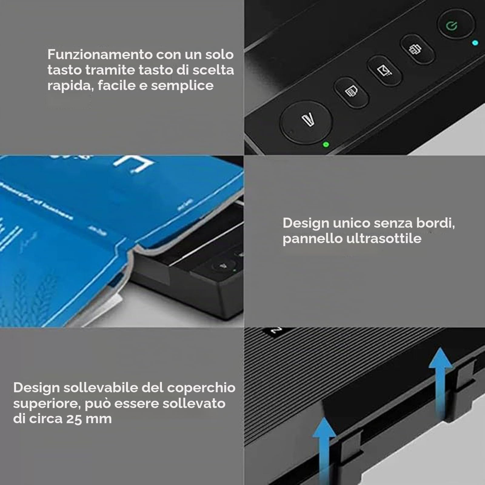 Scanner piatto formato A3, risoluzione 2400 x 2400 DPI, sorgente luminosa a LED, scansione rapida di 4 secondi/pagine, ideale per documenti e foto, facile funzionalità di PDF/e-mail/stampa