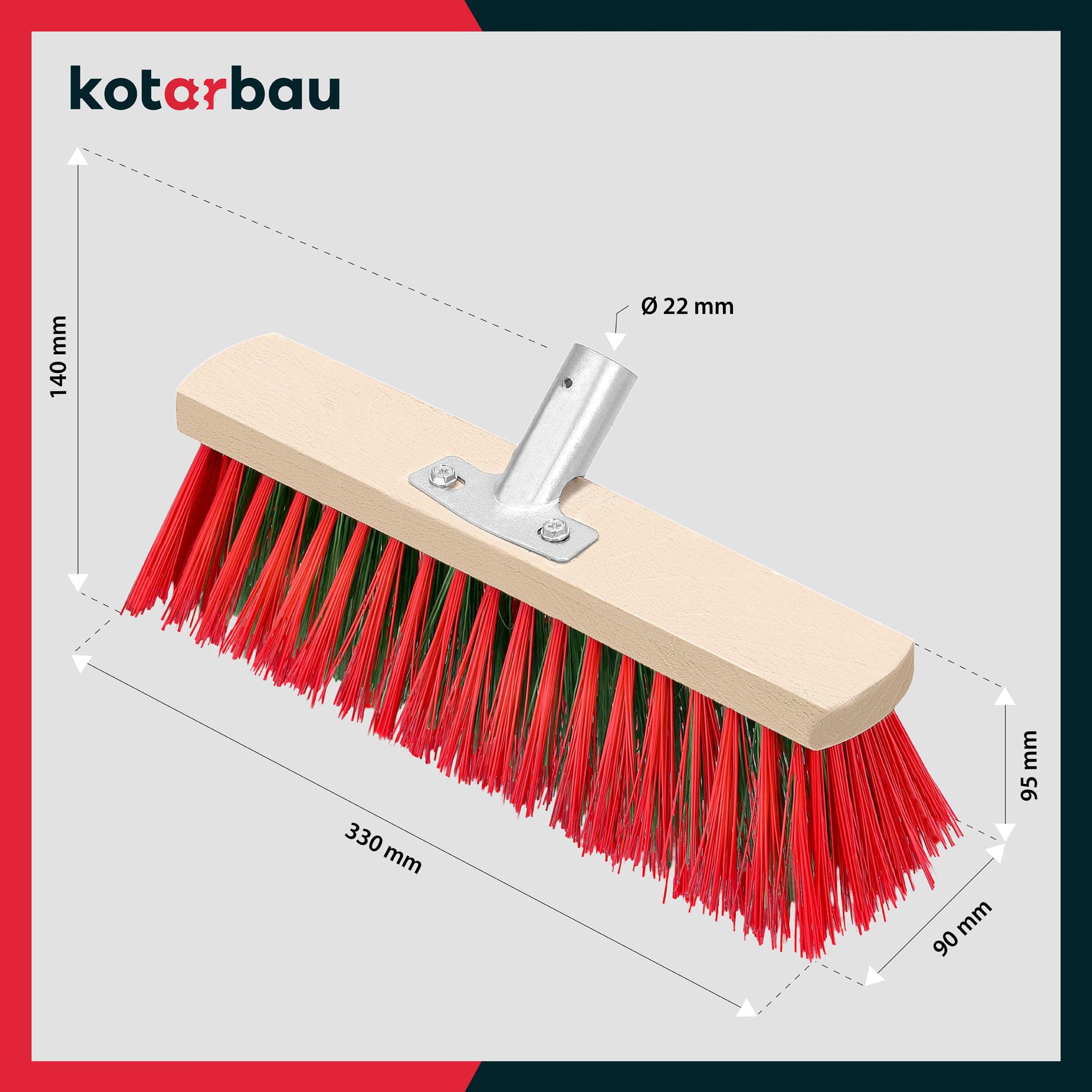 Balai De Rue ToolSpace 60cm - Pour Pavés, Trottoirs, Jardin | Poils Résistants, Manche Bois Hêtre
