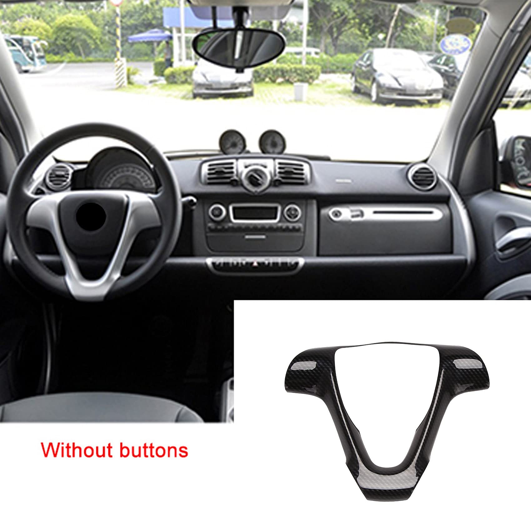 Fibra di carbone auto sterzo telaio adesivo decorativo accessorio per Smart Fortwo 451