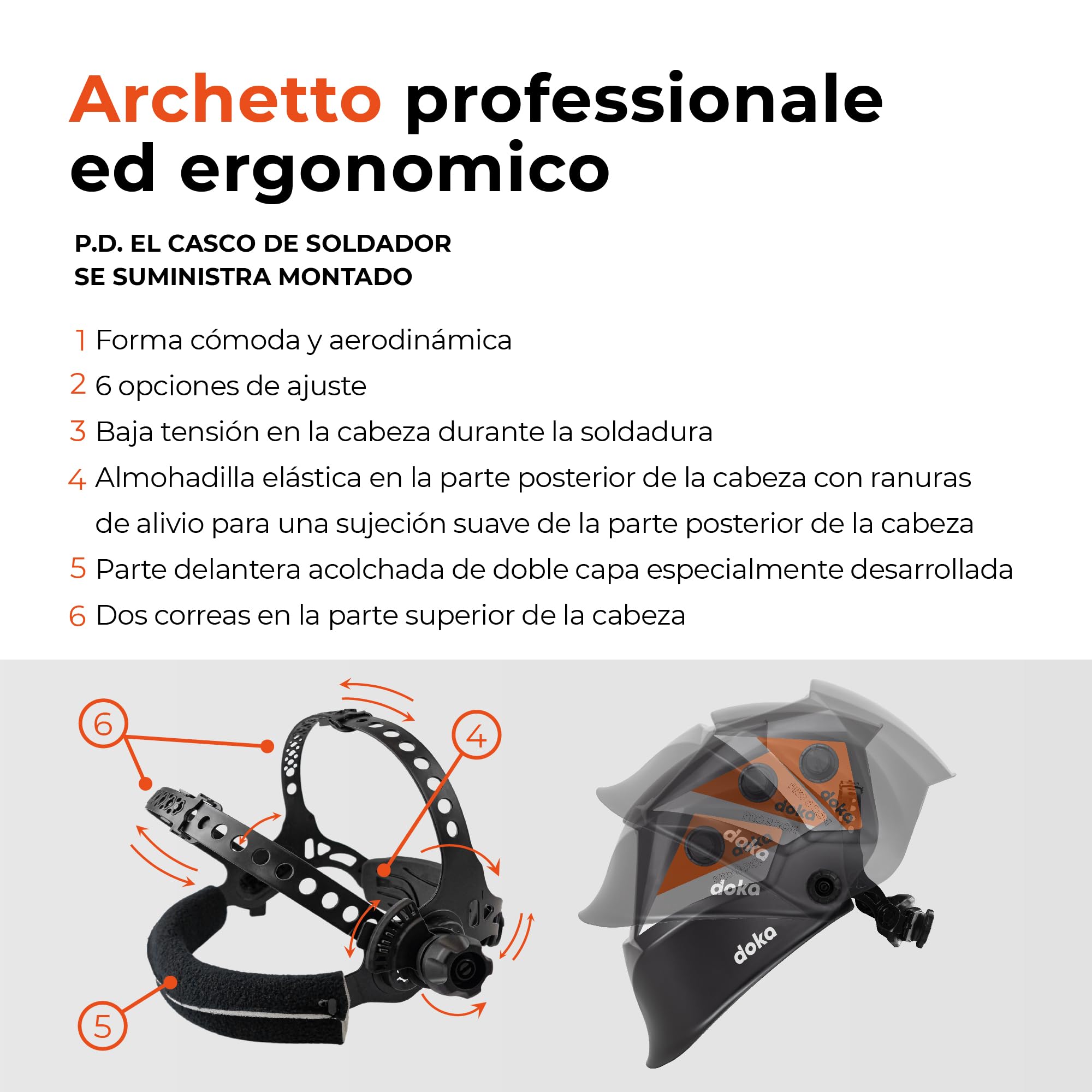 DOKA Careta Soldar Automatica 100x50 mm DIN 16 DIN 3/4-8/9-13 Real Color Mascara Soldar Mascara Soldar Automatica Mascara Soldar Mascara de Soldar MMA|MIG|mag|TIG|ARC Careta de Soldar Careta PRO8