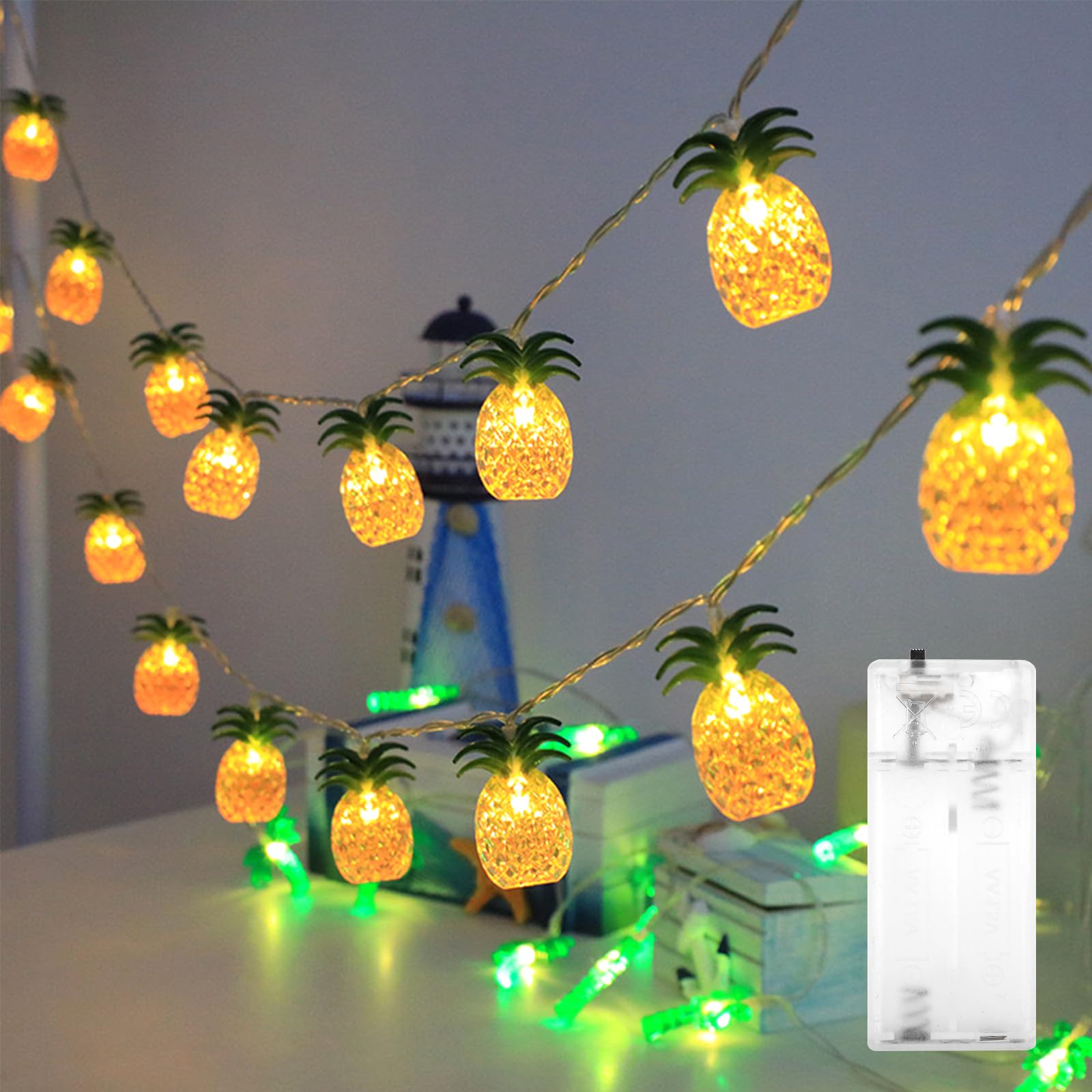 ENLACE Ananas Lichterkette, 3M 20 LED Tropische Sommer-Lichterkette Batteriebetrieben, Hawaii Lichterketten für Hawaii Party, Schlafzimmer, Sommerpartys, Strand Deko, Innen und Außen