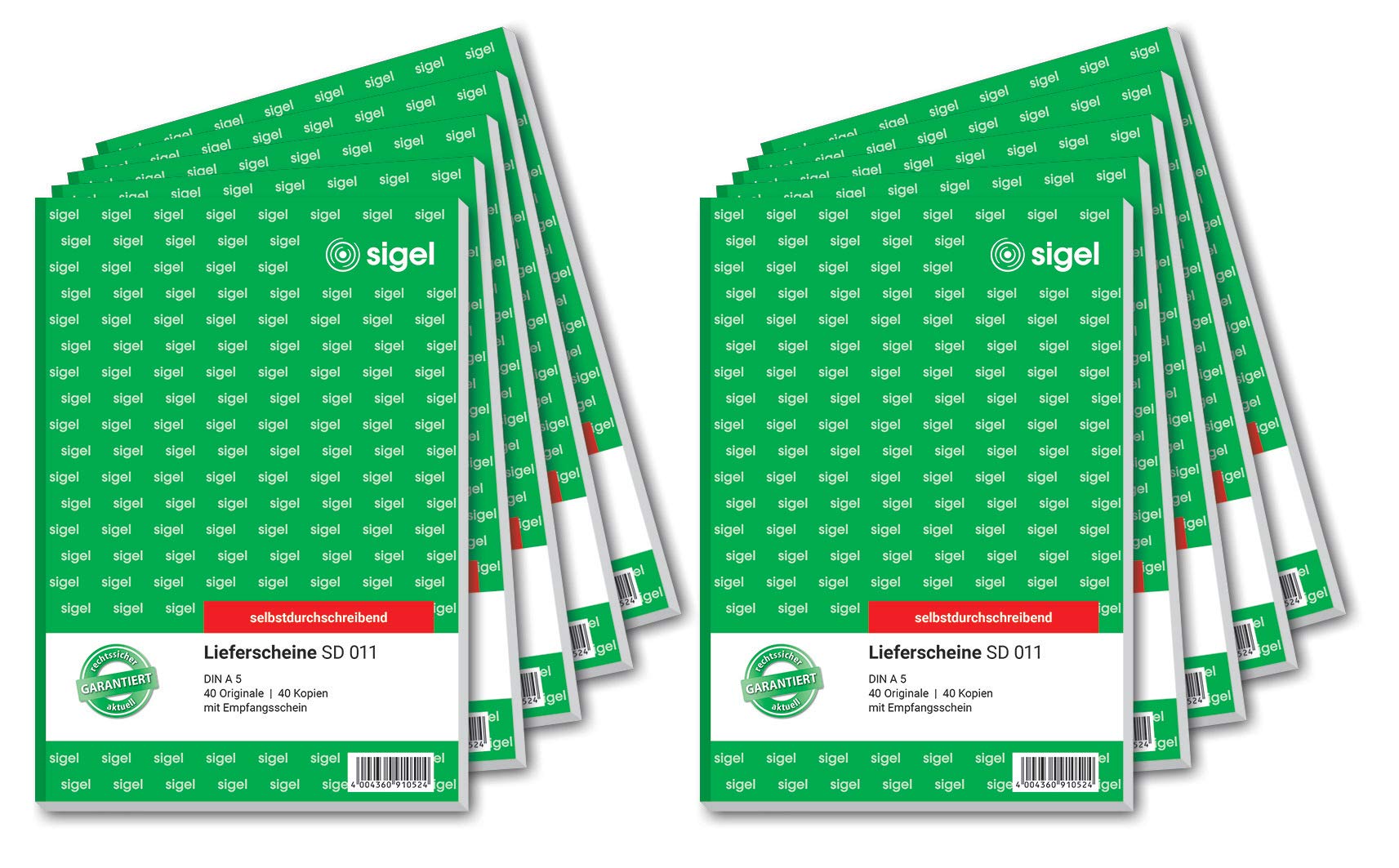 SIGEL SD011/10 Delivery Notes A5, 2 x 40 Sheets, Self-Copying, Pack of 10, Micro-Perforated, with Filing Punch, Made from Sustainable Paper