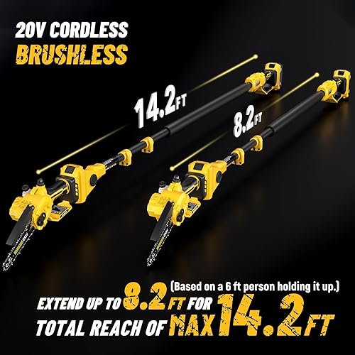 Miniatura 3 de Sierra de poste inalámbrica 2 en 1 de 6 pulgadas y mini motosierra, motosierra de cadena con batería de 20 V máx. x 3.0 Ah, motor sin escobillas,