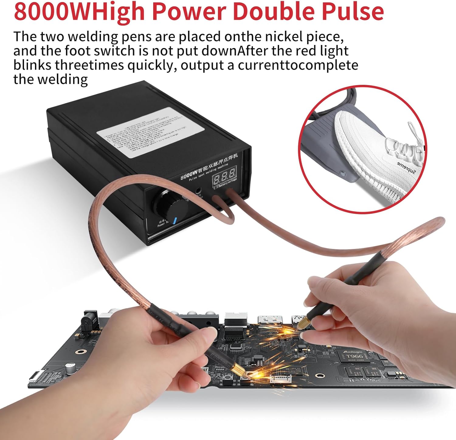 8000 watt High Power Double Pulse Spot Welder for Precision Work