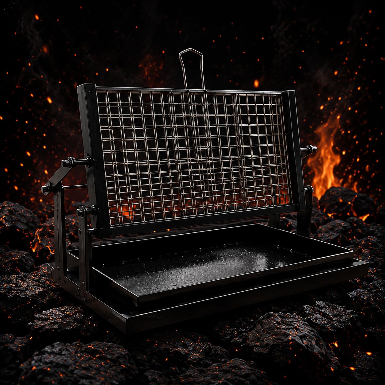 Charcoal BBQ Grill Set - Rotatable & Portable -1