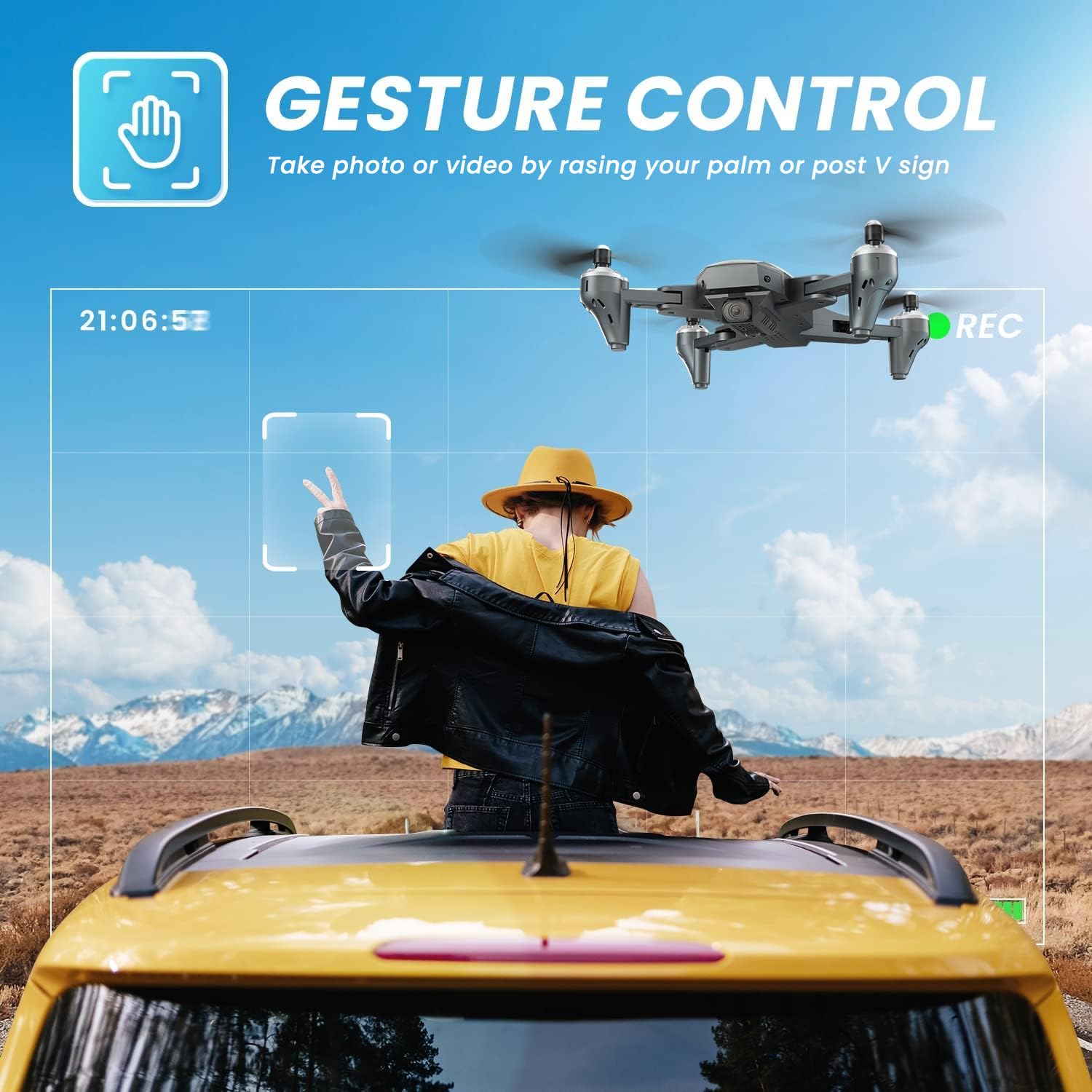DEERC D10 Faltbare Drohne mit Kamera für Erwachsene 2K HD FPV Live Video, Tap Fly, Gestensteuerung, Selfie, Höhenhaltung, 3D Flips, Quadcopter für Kinder Anfänger mit 2 Batterien 24 Minuten
