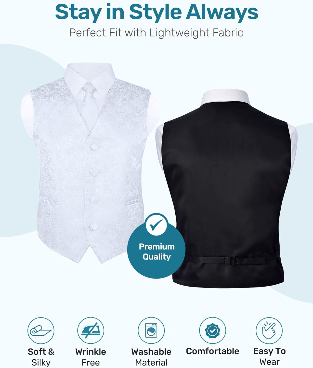 S.H. Churchill & Co. Boys 4 Piece Formal Paisley Vest and Tie Set