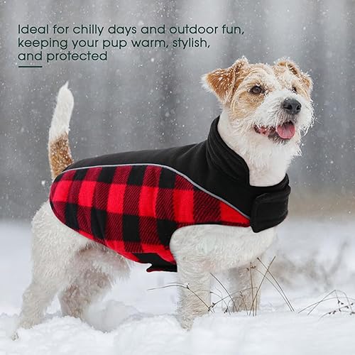 Miniatura 5 de Kuoser - Abrigo reversible para perros para climas fríos, abrigo de invierno impermeable reflejante para mascotas, abrigo para perros a cuadros de