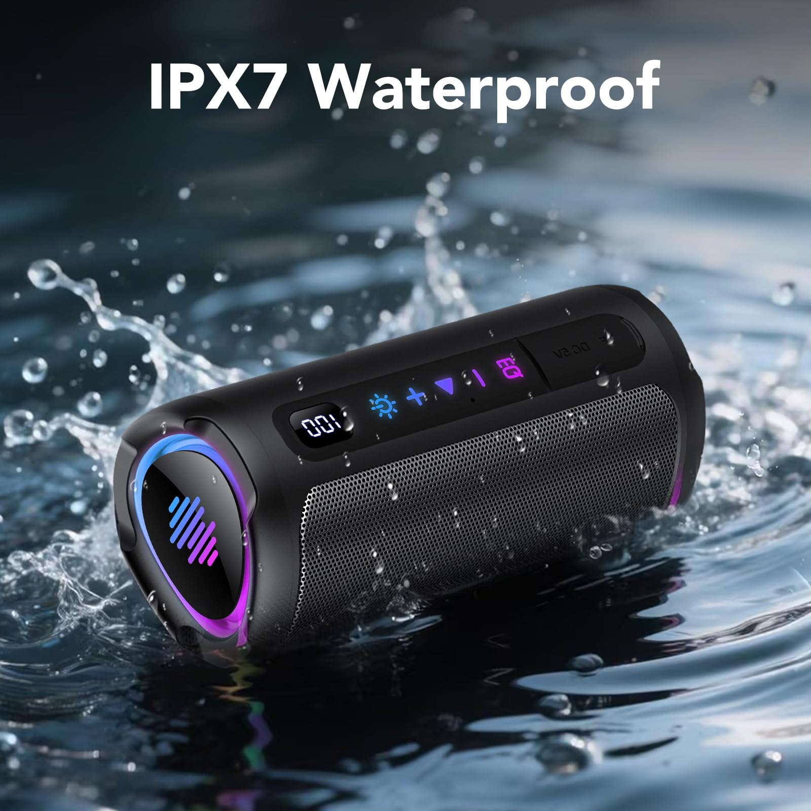 Cassa Bluetooth 5.4 Potente 20W, Doppio Driver Basso, 20H Autonomia, Casse Bluetooth Portatile con 2 EQ Modalità+Display Digitale, 7 RGB, TF, Accoppiamento TWS, Altoparlante Bluetooth da Esterno Feste