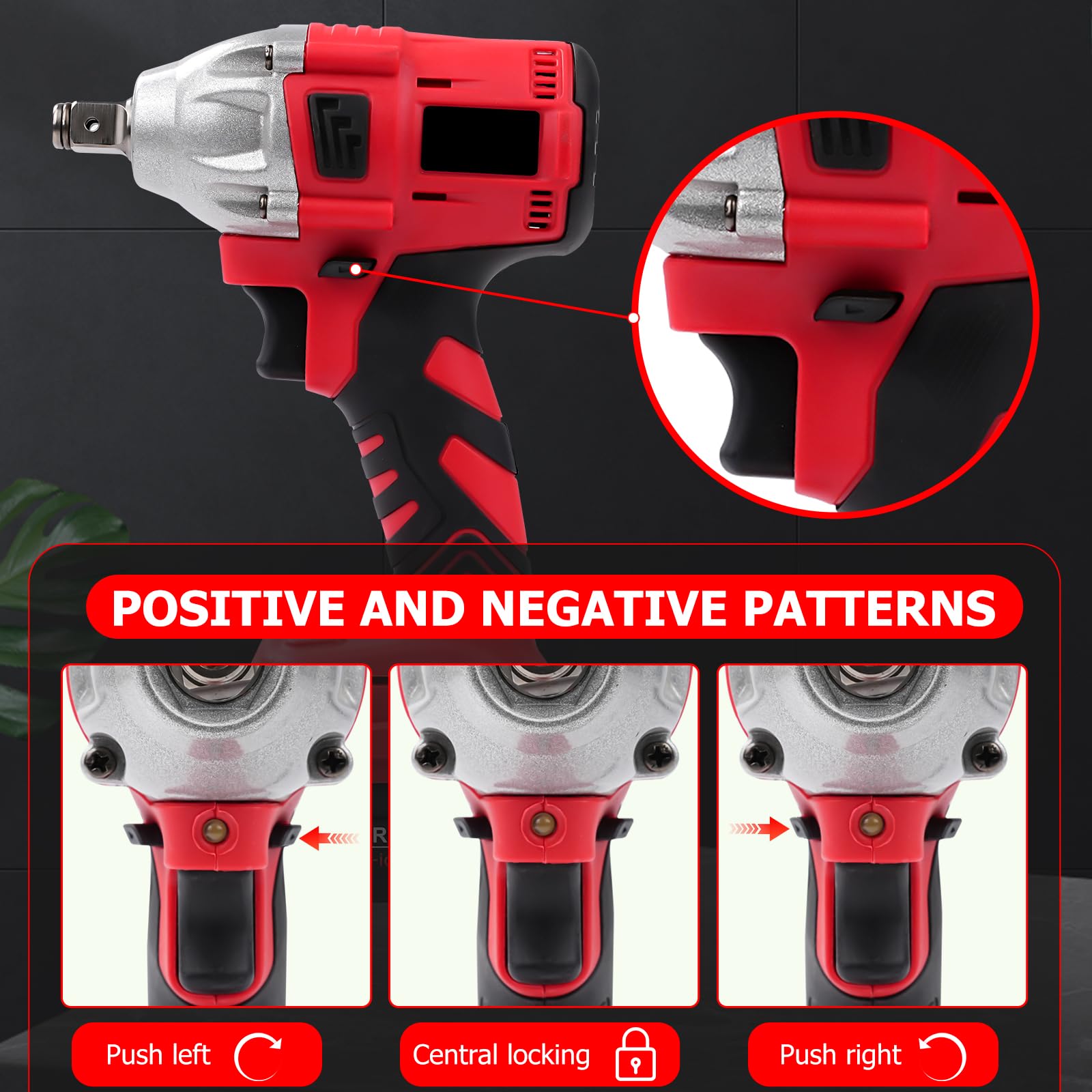 Llave de choque inalámbrica, 21 V, 300 Nm, 1/2 pulgadas, atornillador de impacto eléctrico, llave de impacto con 5 piezas, 1300 mAh, baterías para el hogar/el coche/DIY