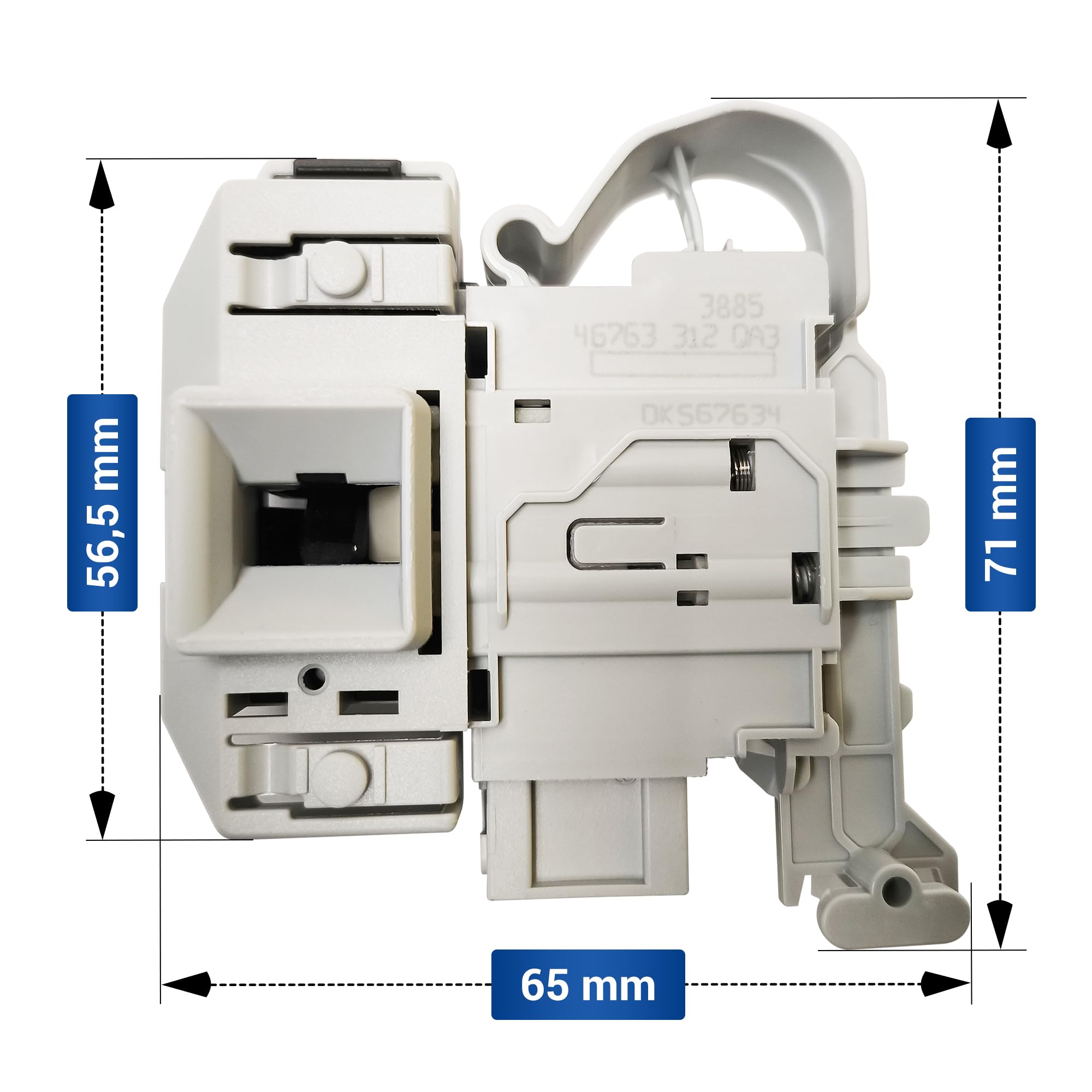 VIOKS Türverriegelung Waschmaschine Ersatz für Bosch Siеmens Neff 00638259 | Türschloss Verriegelungsrelais, 3 x 6,3 mm AMP, für iQ100 iQ300 iQ500 iQ700 VarioPerfect Logixx Waschtrockner