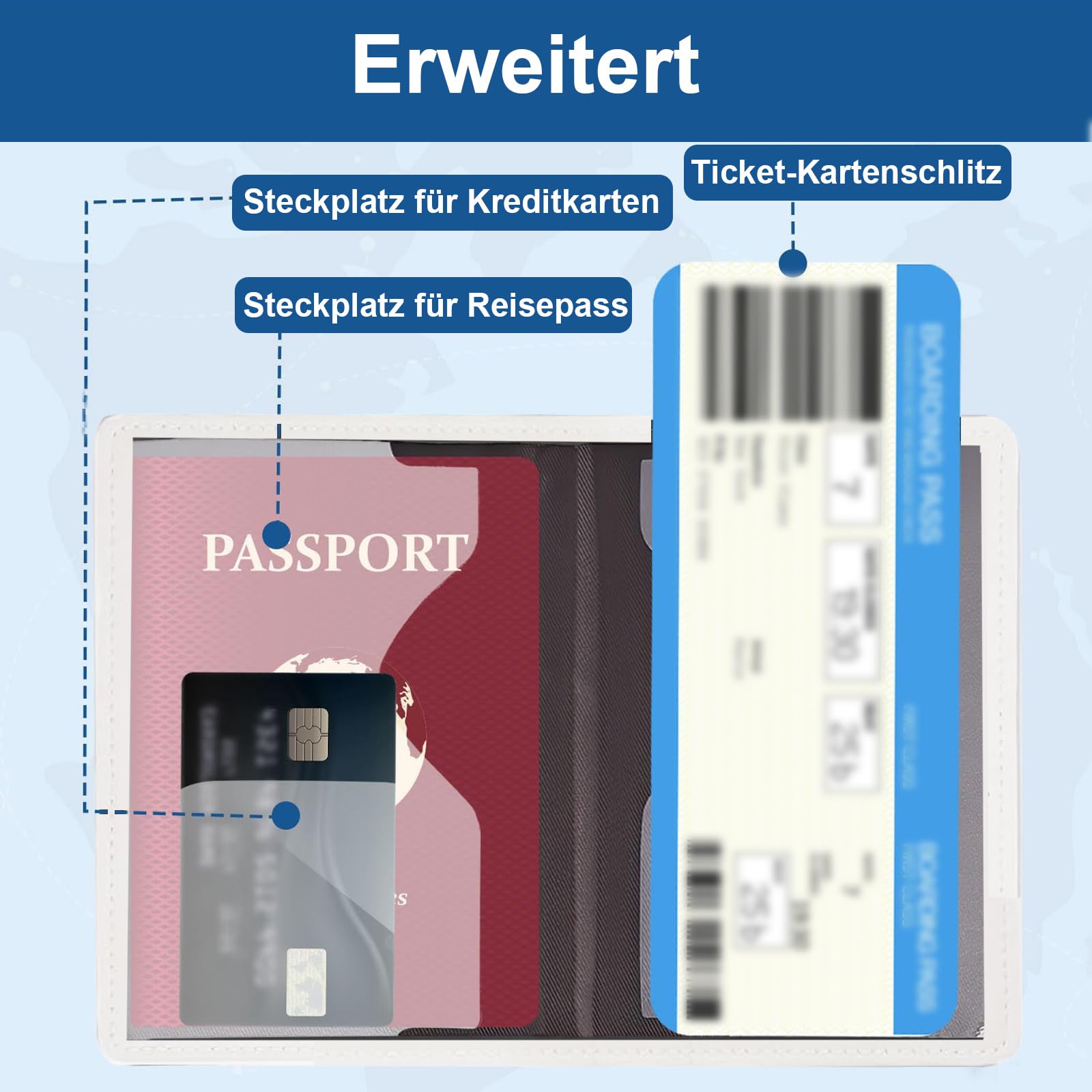 Étui pour passeport, organiseur carte et identité, support passeport et carte de crédit, noir