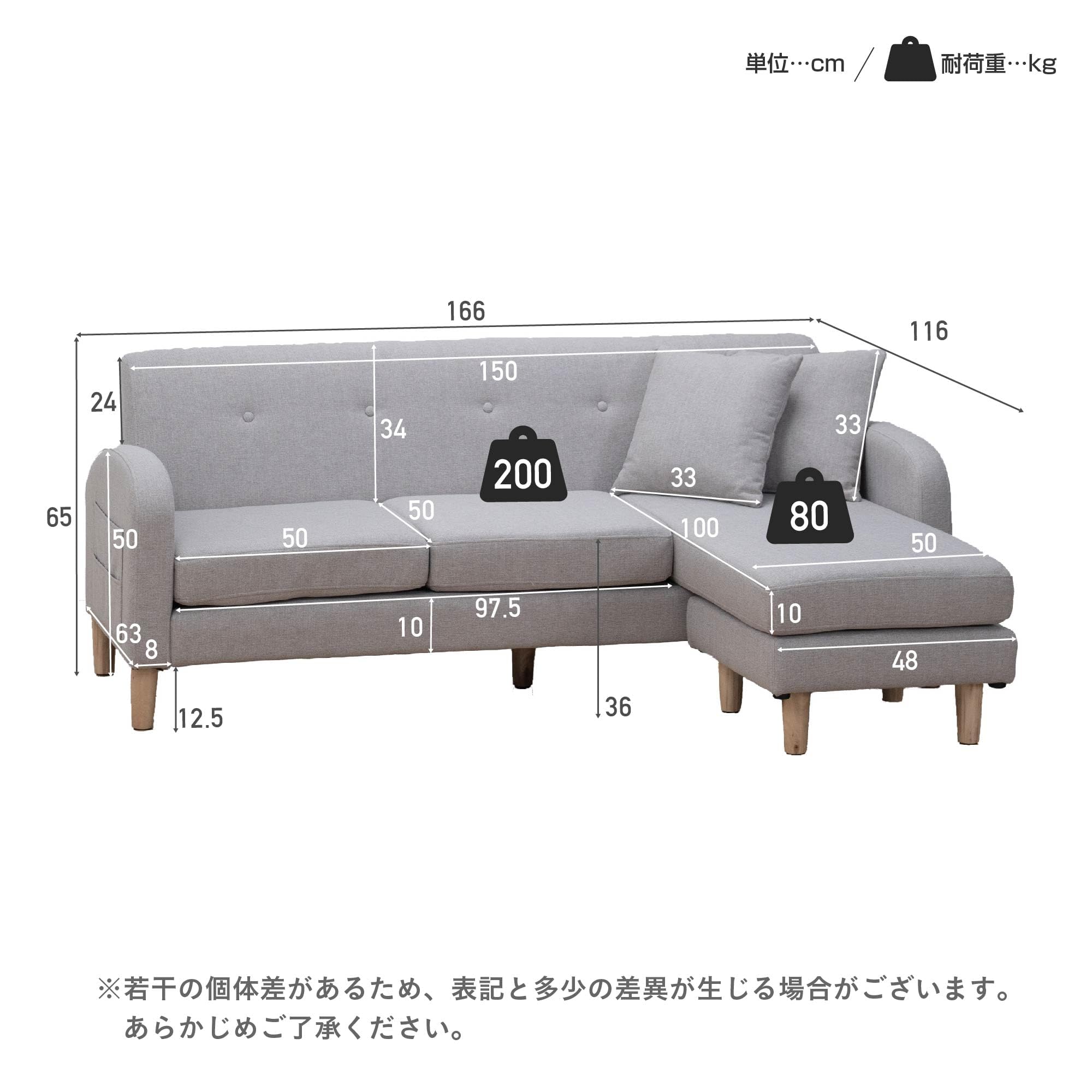 Amazon｜VENTOTA ソファー 3人掛け 肘付き L字 カウチソファー