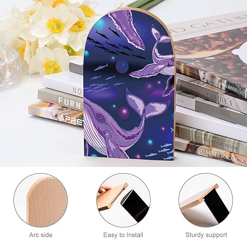 Miniatura 4 de Jorobada ballena criaturas marinas decorativos extremos libros sujetalibros antideslizantes de madera soportes de escritorio