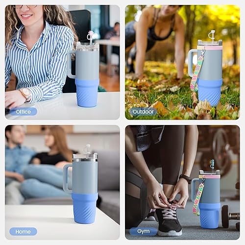 Miniatura 7 de 11 piezas para accesorios de copa Stanley, 2 botas de silicona para taza Stanley de 40 onzas, 6 tapones de silicona a prueba de derrames, 2 tapas de