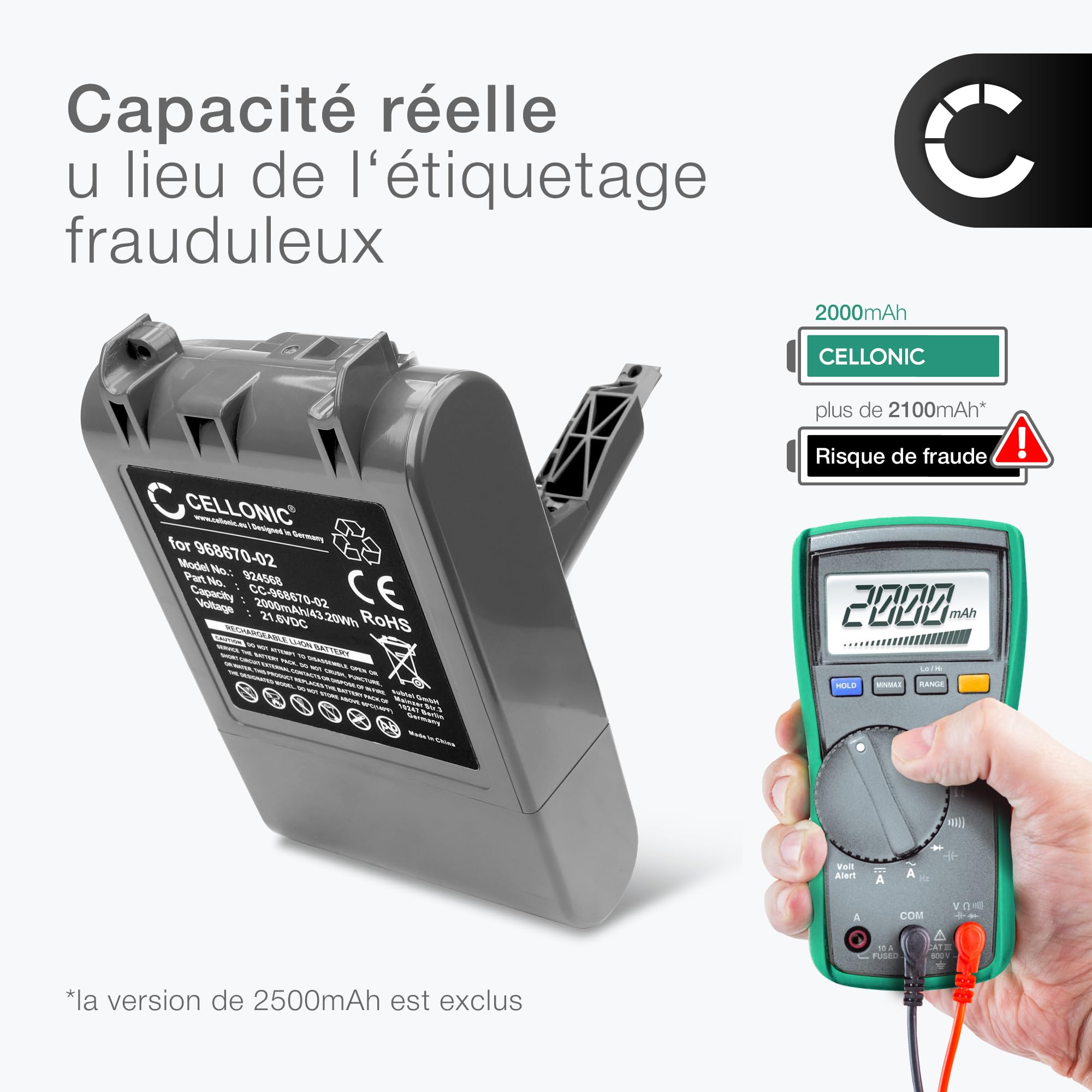 CELLONIC 1x Batterie Compatible avec Dyson SV11, V7, 968670-02