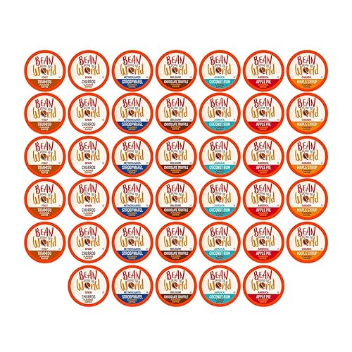 BEAN AROUND THE WORLD Café con sabor compatible con 2.0 Keurig K Cup Brewers, paquete variado, 40 unidades