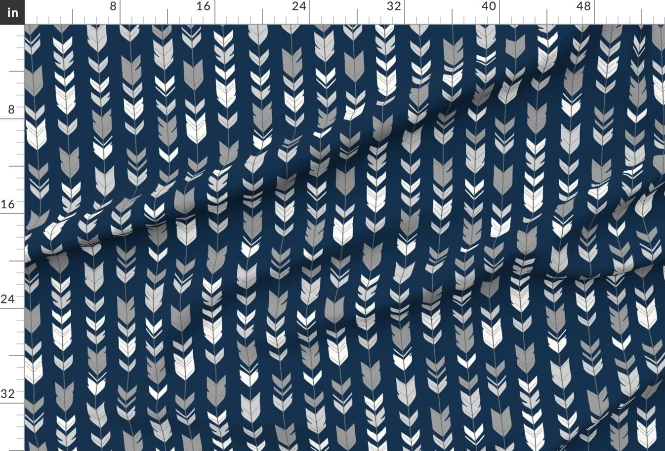 Spoonflower Fabric - Arrow Feather Navy Feathers Woodland Nursery Gray Printed on Upholstery Velvet Fabric Fat Quarter - Upholstery Home Decor Bottomweight Apparel
