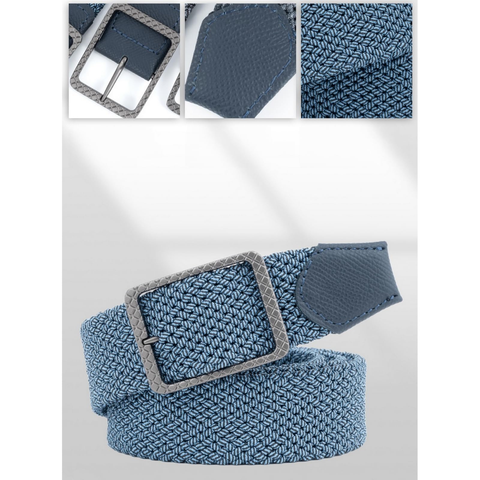 Taktische Gürtel Herren Gewebter No-Punch-Doppelschicht-elastikband-Gurt Für Golf-Sporthosen Herren-dunkelblau-110cm
