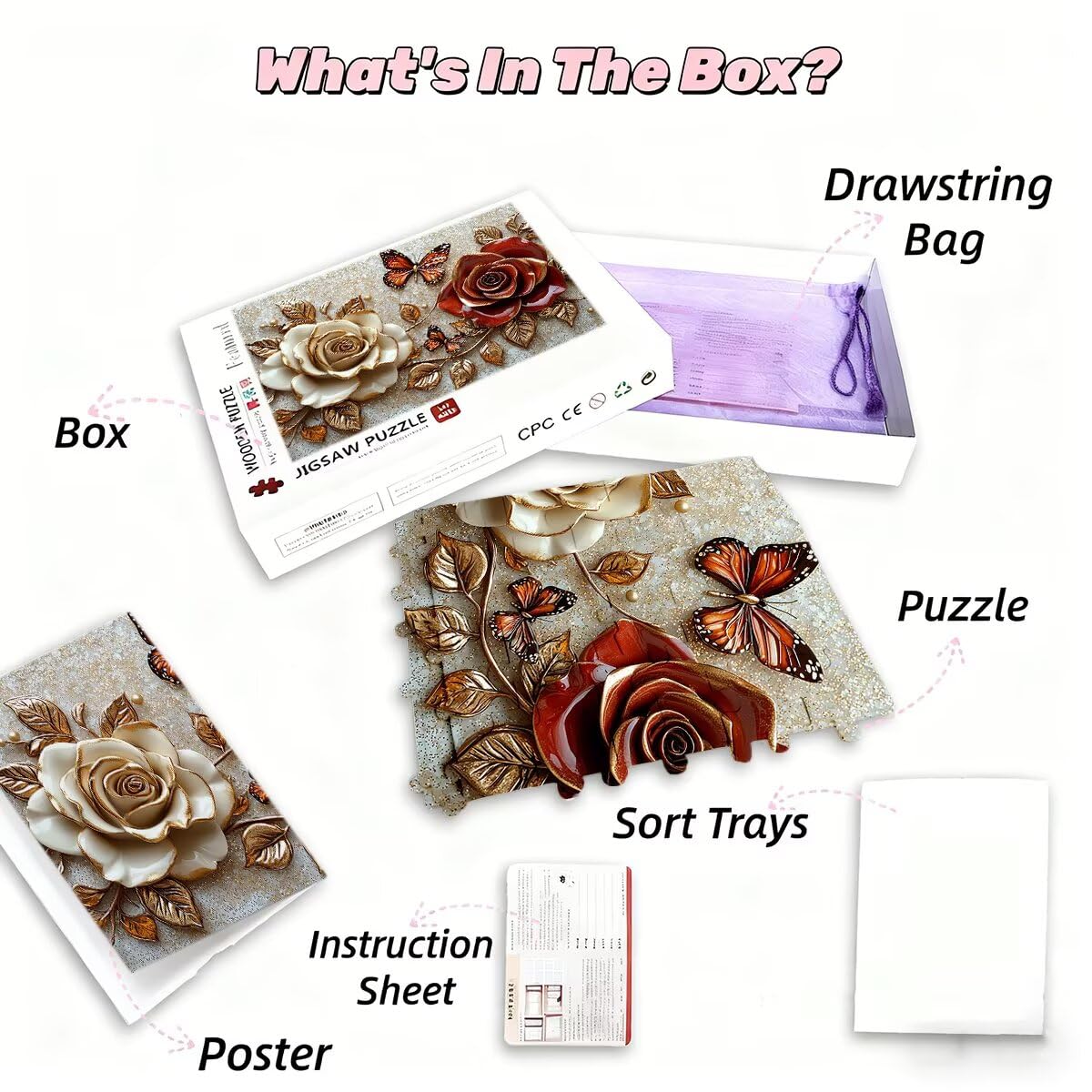 Puzzle 6000 Piezas Adultos Rosa Puzzle para Adultos Mariposa Rompecabezas Juguetes Educativos Regalos Originales para Mujer Rompecabezas Entretenimiento Creativo Divertido Familia Juego 179x105cm G-90
