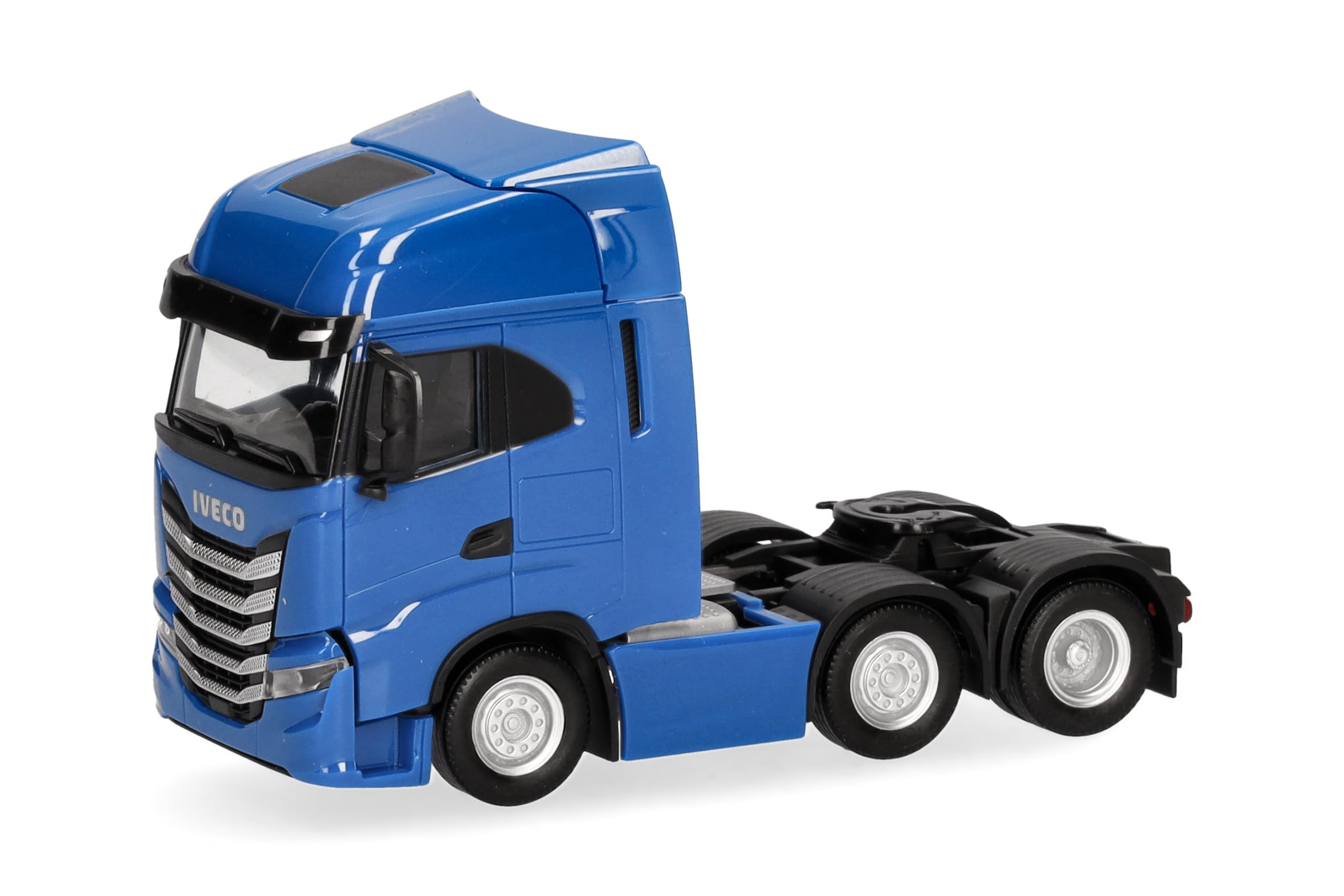 Herpa truck model Iveco S-Way tractor 3-axle (6x2), traffic blue, 1:87 scale miniature, collector’s item, Made in Germany, plastic