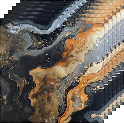 Miniatura 6 de Juego de 4 servilletas de tela con patrón de mármol de 20 x 20 pulgadas, pintadas abstractas, lavables, reutilizables, para cocina, decoración de