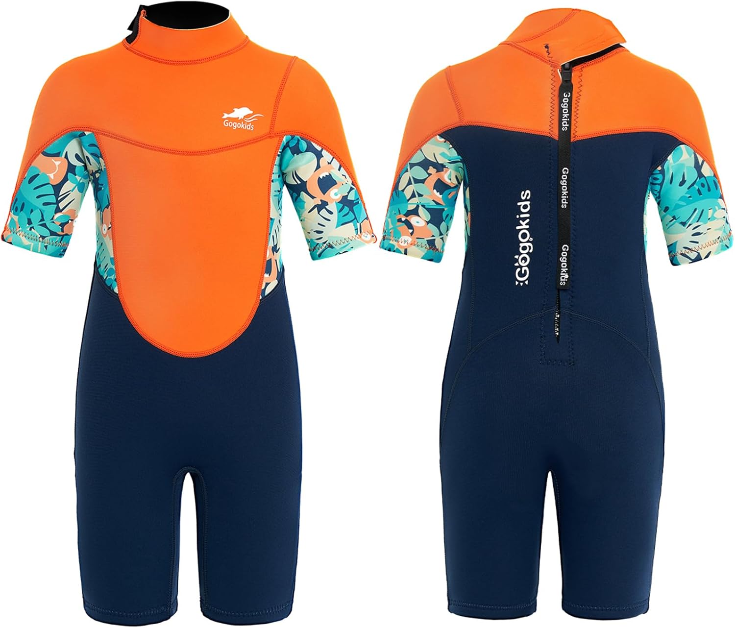 Gogokids Kids Shorty Wetsuit, 2.5mm SCR Neoprene Wetsuits for Toddlers, Back Zipper Children's Short Wet Suits Comfort & Warmth, UV Wetsuit for Swimming, Snorkelling & Surfing, Ages 2-10 Boys Girls