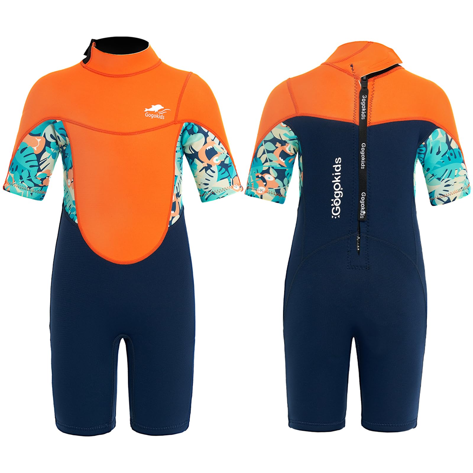 Gogokids Kinder Neoprenanzug Shorty 2,5mm Wetsuit für Jungen & Mädchen | UV-Schutz 50+ Einteiler mit Rückenreißverschluss, Kurzarm Schwimmanzug für Schwimmen, Schnorcheln & Surfen, Alter 2-8 Jahre