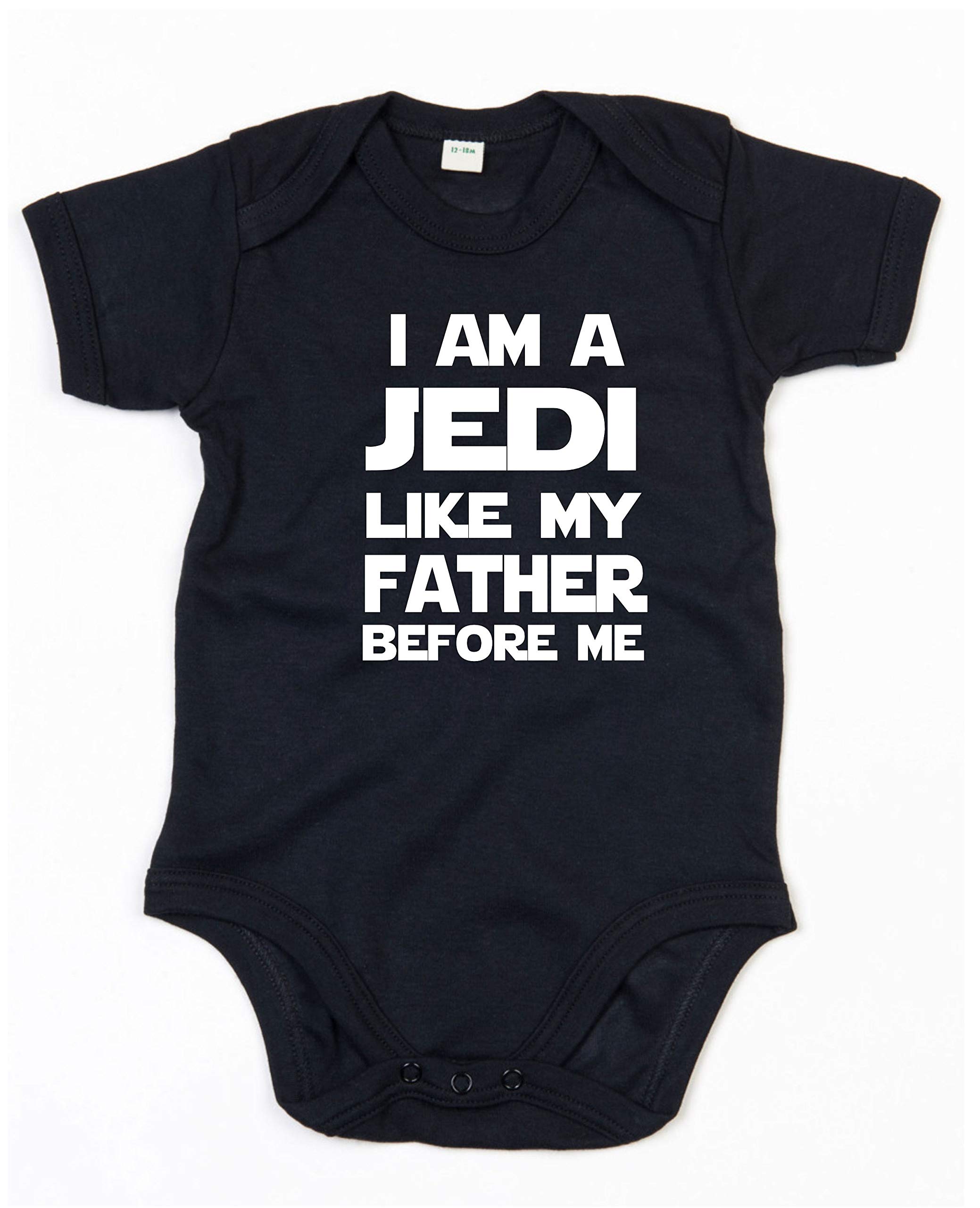 Im a Jedi Like My Father Before me Baby Grow Romper Suit Onsie (12-18 Months) Black