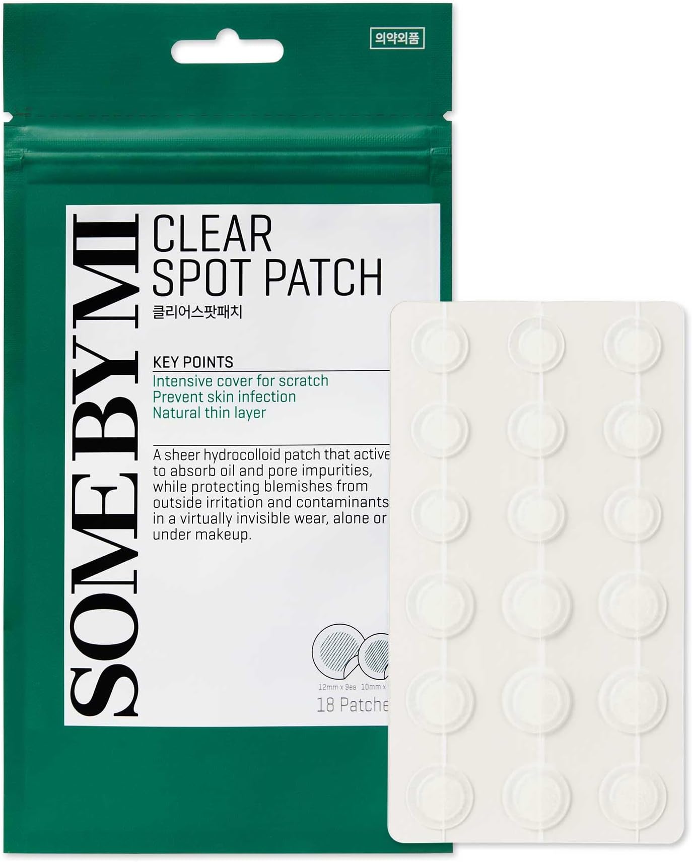 30 Days Miracle Clear Spot Patch | 18 Counts, 2 Size(10mm 9Counts, 12mm 9Counts) | Invisible Hydrocolloid Skin Trouble & Pimple Patch with No Irritation | Pack of 1