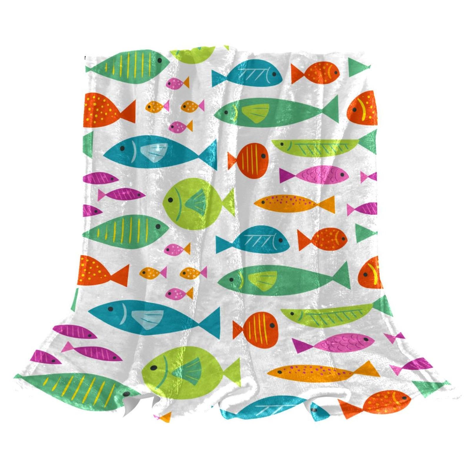 Couverture polaire poisson coloré jeté de canapé en microfibre douce 150x130cm