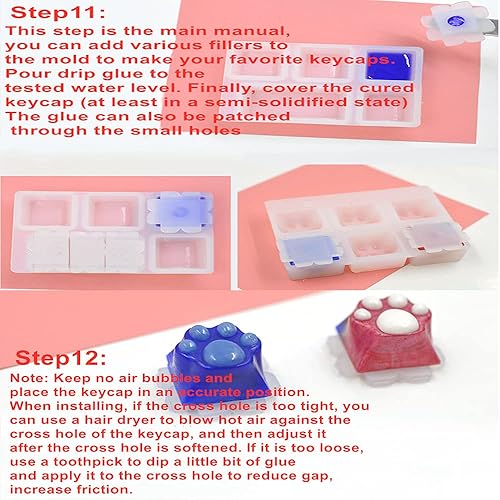 Miniatura 7 de Molde mecánico manual para teclado para juegos para computadora, PC, gamer, patas de mascotas, moldes de silicona, flores secas, manualidades de