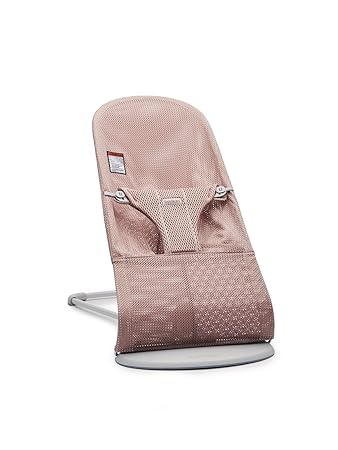 BabyBj?rn Bouncer Bliss, Light Gray Frame, Mesh, Dusty Pink
