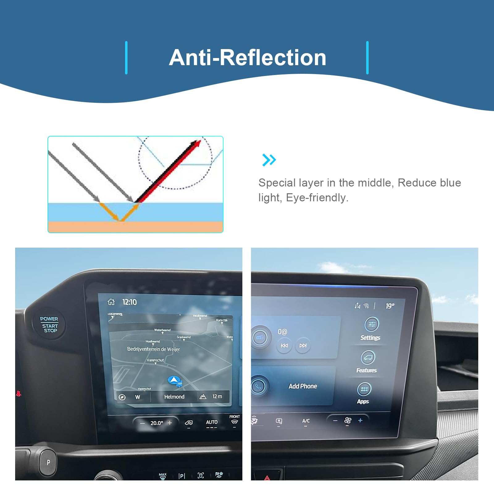 GAFAT [Lot de 2] Compatible avec Ford Tourneo Custom 2024 2025 2026 13" Film de Protection d'Écran de Navigation, Nano Film pour 13" SYNC 4 Touchscreen, Anti-choc, 6H Anti-rayures