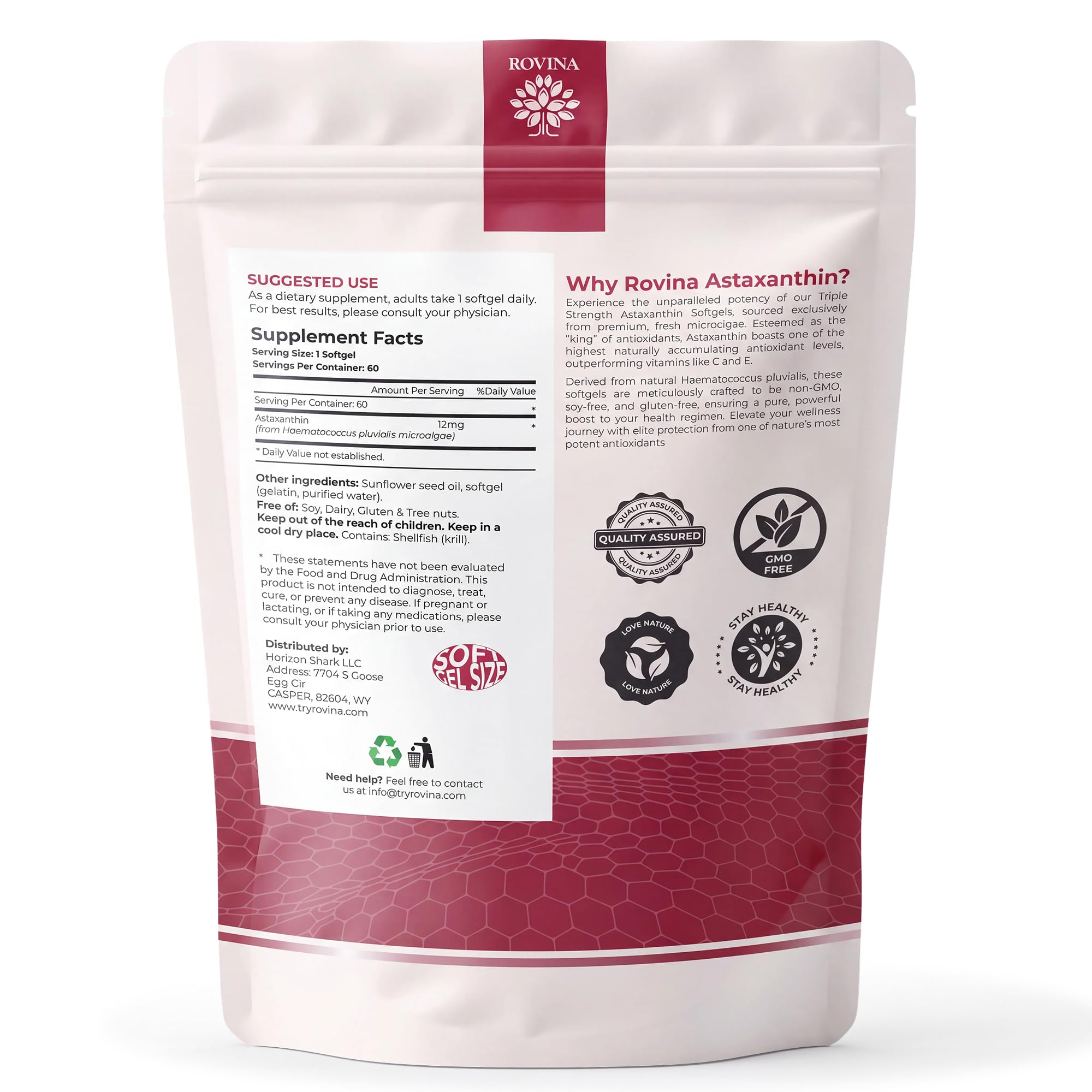 ROVINA Astaxanthin 12mg Softgels, Antioxidant Supplement Support, 60 Count — Amazon image 8