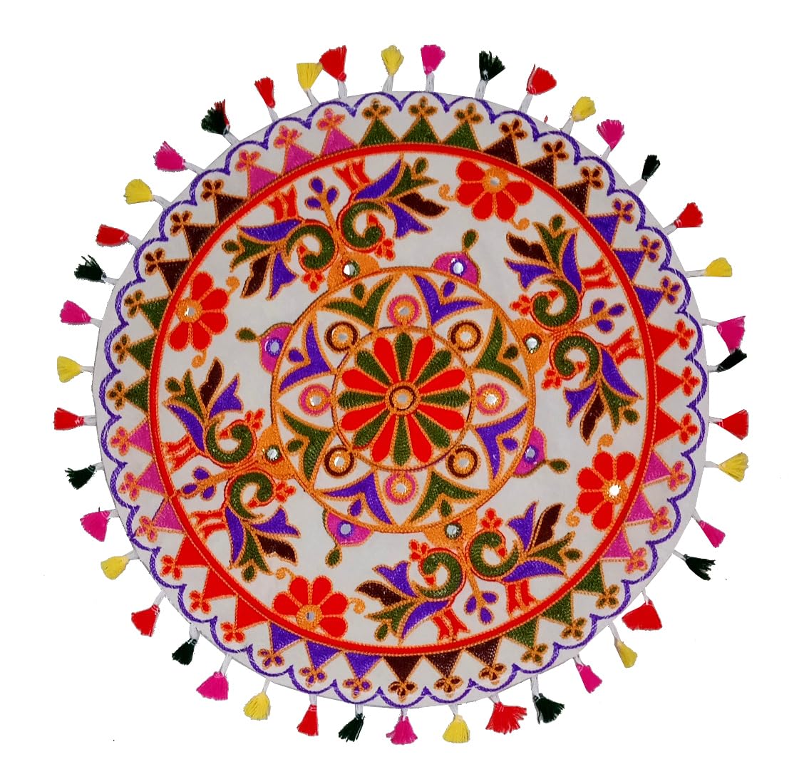 Nappe en coton Thaal Posh Purpledip tapis brodé paon 12687A