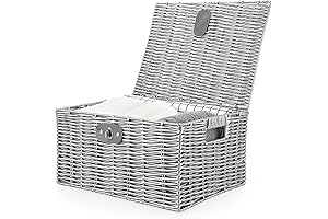 Hipiwe Woven Wicker Basket with Lid and Handle for Storage, Laundry, and Home Décor