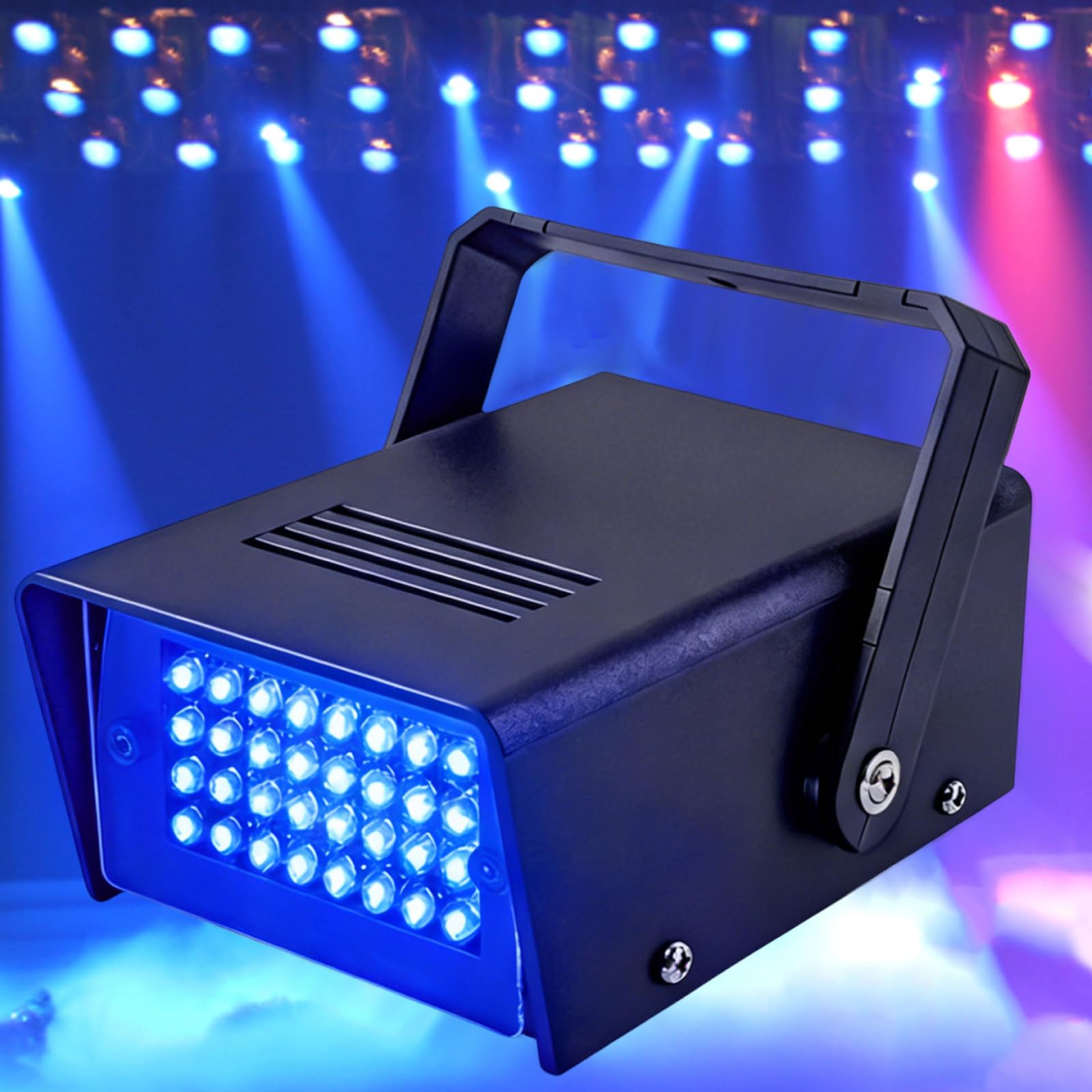 2 Paquetes Mini Luz Estroboscópica con 32 LED Azul Estroboscopio para Fiestas en Casa, Halloween Luces de Flash para Discoteca