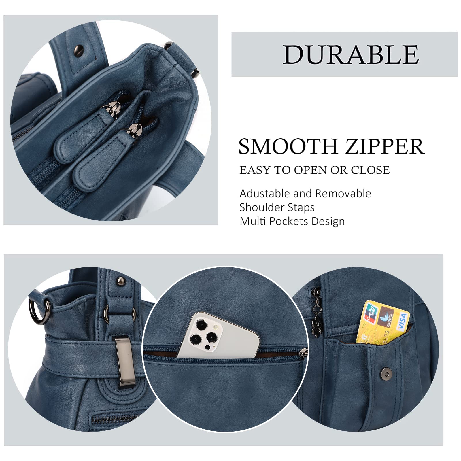 Purses and Handbags for Women Large Hobo Shoulder Bags Soft PU Leather Multi-Pocket Tote Bag