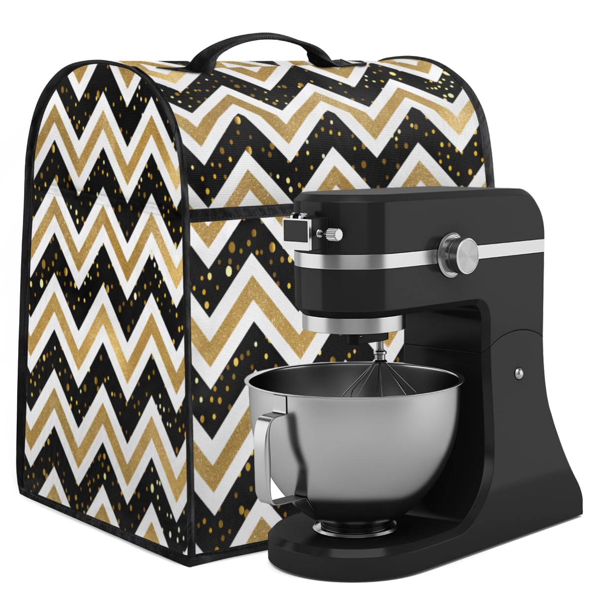 Coffee Maker Cover Geometry Chevron Kitchen Appliance Covers Small Appliance Covers Blender Cover Juicer Cover Dust Covers for Kitchen Appliances with Top Handle and Pockets,Washable,C624