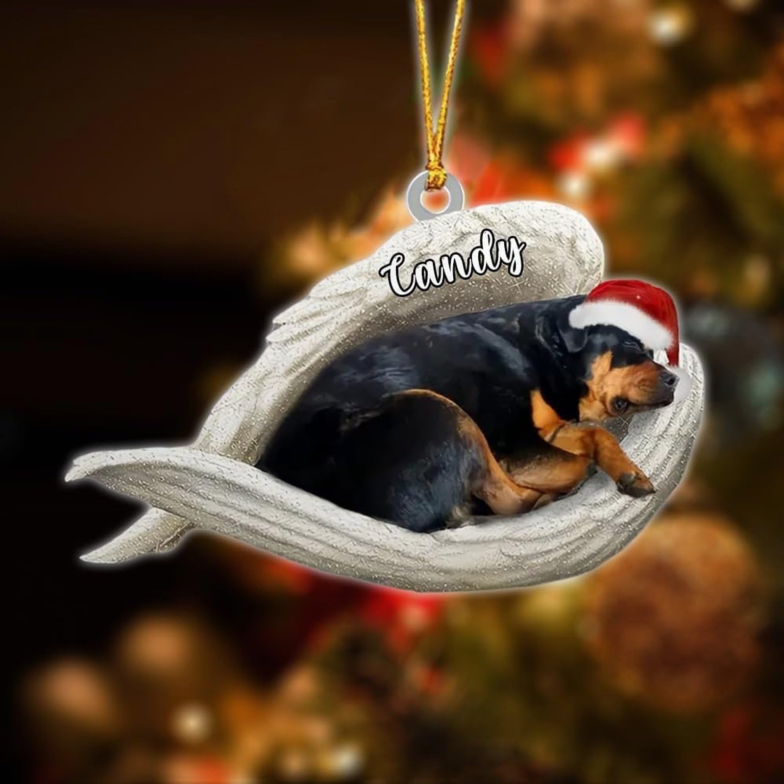 Luckluccy Rottweiler Custom Angel Dog Christmas Acrylic Ornament 2025,Gifts For Dog Lovers,Tree Decor